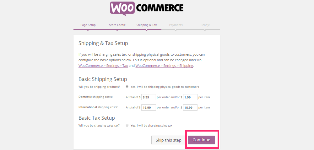 Add shipping and tax options, if necessary