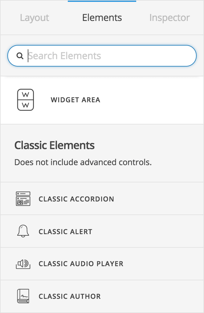 Elements Workspace with Classic Elements