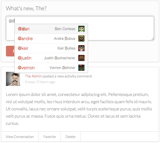 BuddyPress Mention Functionality