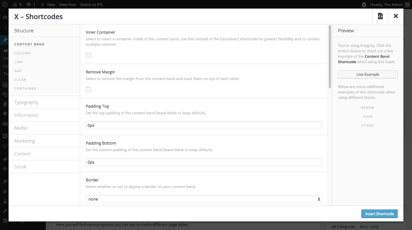 Shortcode Generator Controls